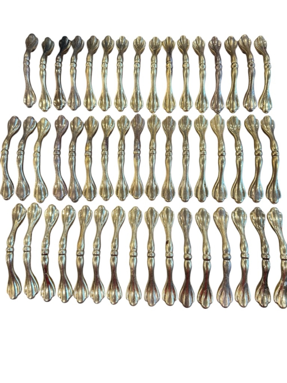 Set of 49 brass pull handles drawers